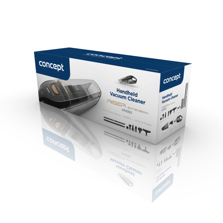 Concept VP4353-Ročni sesalnik WET & DRY RISER EXTENSION 110W/18,5V 2200 mAh črna