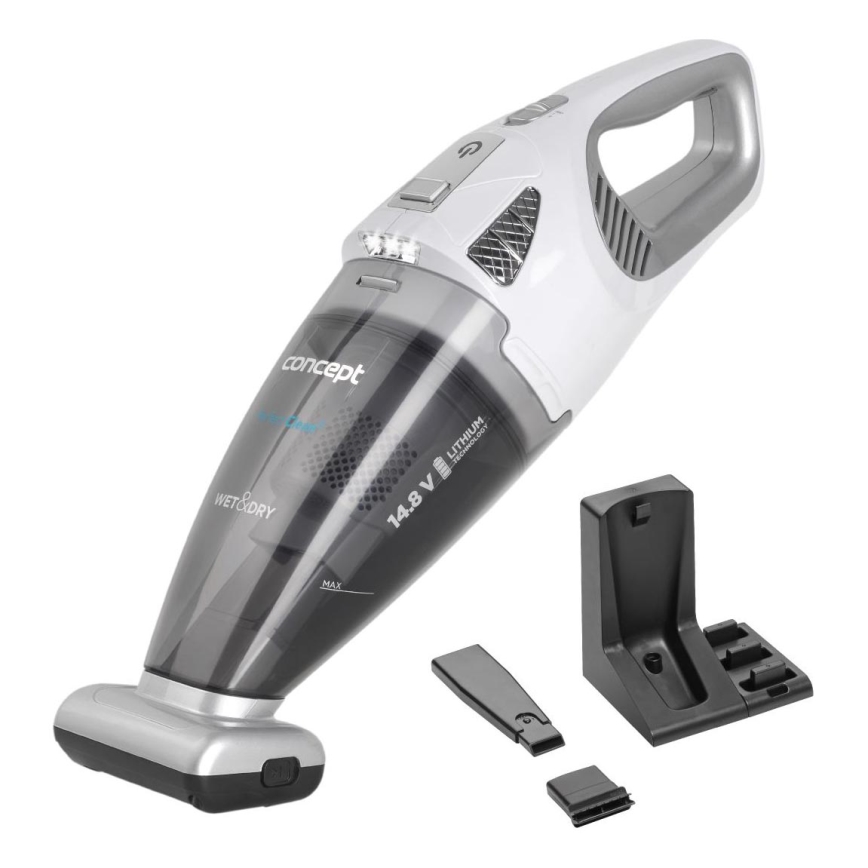 Concept VP4370 - Ročni sesalnik WET & DRY PERFECT CLEAN 90W/14,8V 2200 mAh bela