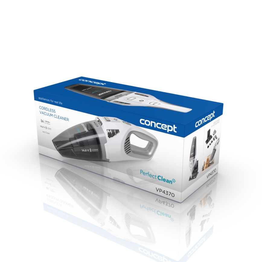 Concept VP4370 - Ročni sesalnik WET & DRY PERFECT CLEAN 90W/14,8V 2200 mAh bela