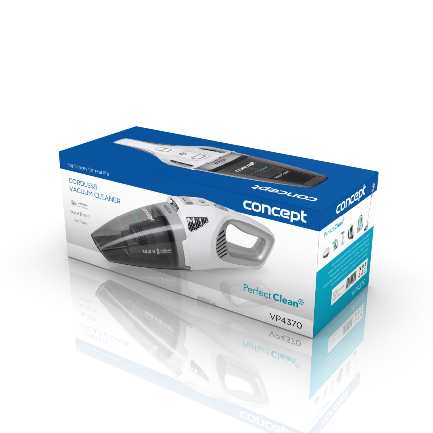 Concept VP4370 - Ročni sesalnik WET & DRY PERFECT CLEAN 90W/14,8V 2200 mAh bela