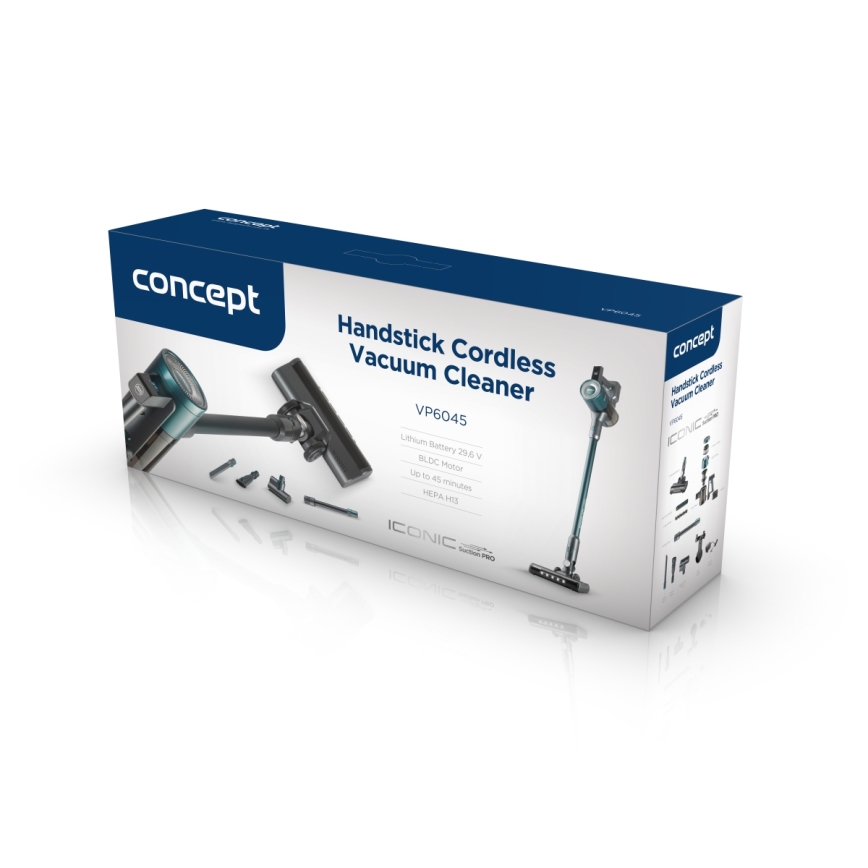 Concept VP6045 - palični sesalnik 2v1 ICONIC SUCTION PRO 450W/29,6V 2500 mAh modra