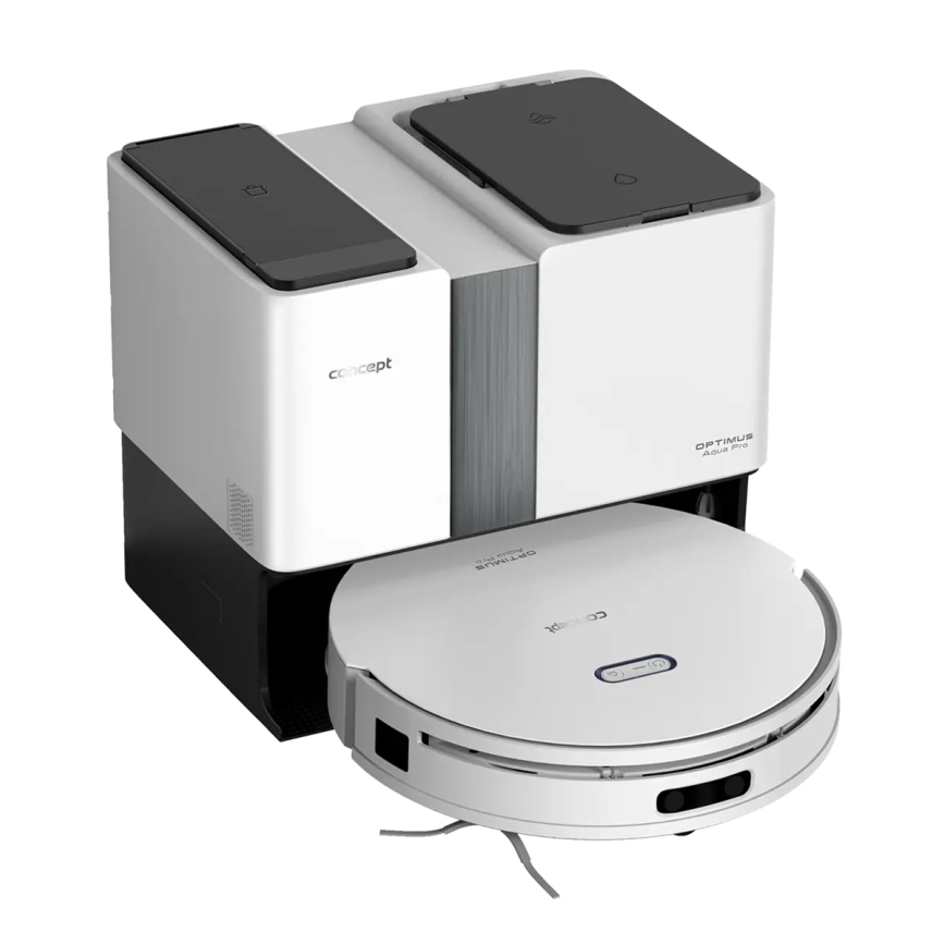 Concept VR4050 - Pametni robotski sesalnik z mopom 2 v 1 OPTIMUS AQUA PRO LASER 3D 600W/230V 5200 mAh Wi-Fi bela