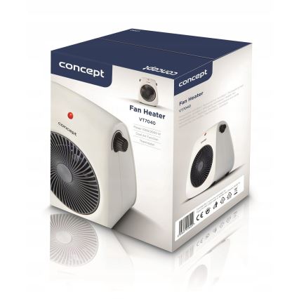 Concept vt7040 - Ventilator z grelnim telesom 1000/2000W/230V bela