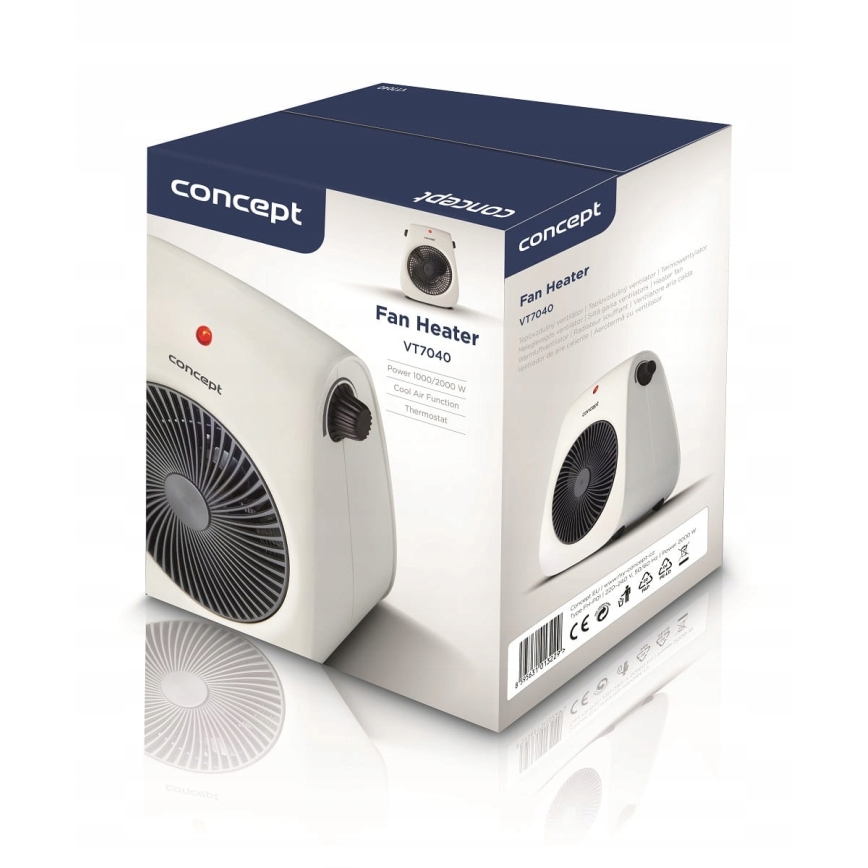 Concept vt7040 - Ventilator z grelnim telesom 1000/2000W/230V bela