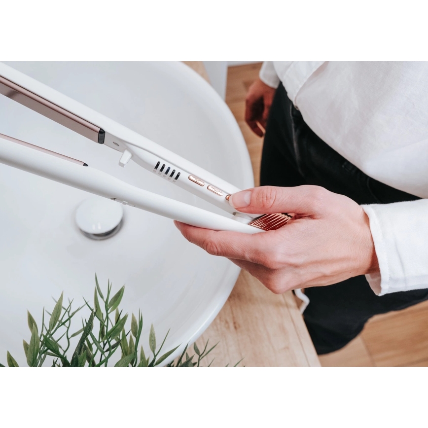 Concept VZ2110 - Ravnalnik za lase GLAM STYLE 48W/230V bela/rožnato zlata