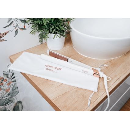 Concept VZ2110 - Ravnalnik za lase GLAM STYLE 48W/230V bela/rožnato zlata