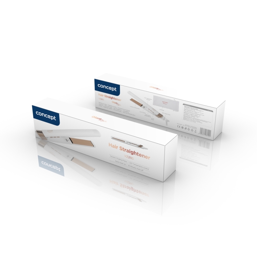 Concept VZ2110 - Ravnalnik za lase GLAM STYLE 48W/230V bela/rožnato zlata