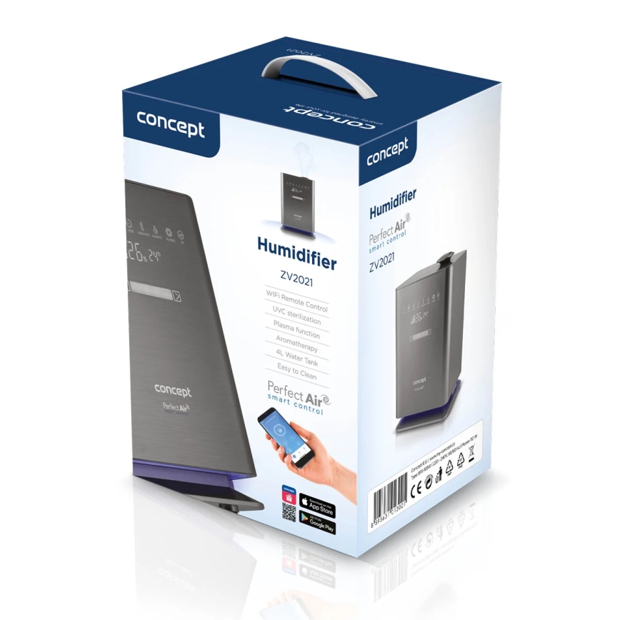 Concept ZV2021 - Vlažilec zraka z aroma difuzorjem PERFECT AIR SMART 4,6 l 110W/230V Wi‑Fi antracit + daljinski upravljalnik