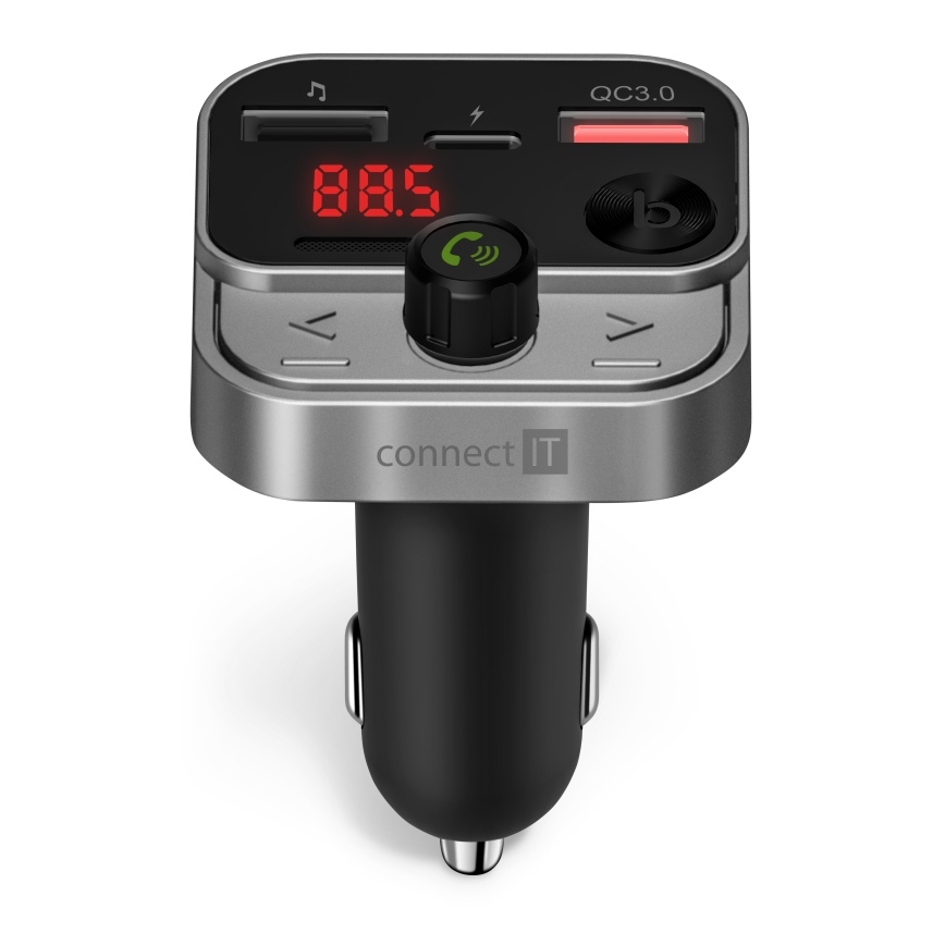 CONNECT IT CCC-8900-AN - FM oddajnik za avto s funkcijo prostoročnega telefoniranja, črno/srebrna
