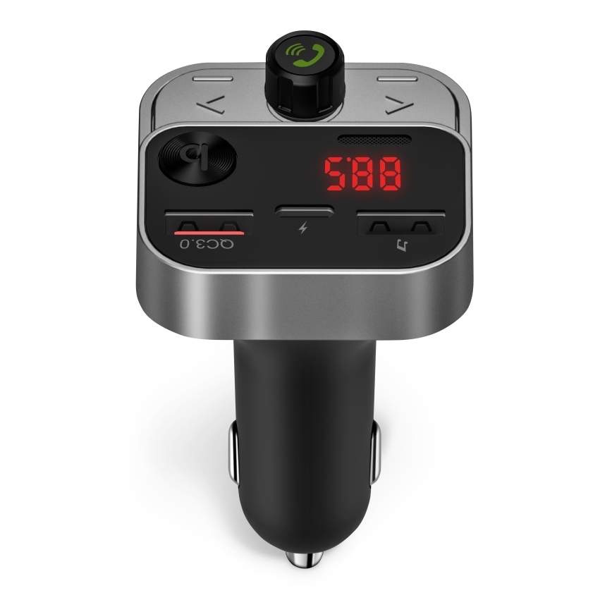 CONNECT IT CCC-8900-AN - FM oddajnik za avto s funkcijo prostoročnega telefoniranja, črno/srebrna