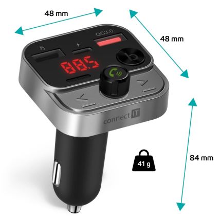 CONNECT IT CCC-8900-AN - FM oddajnik za avto s prostoročno funkcijo črna/srebrna