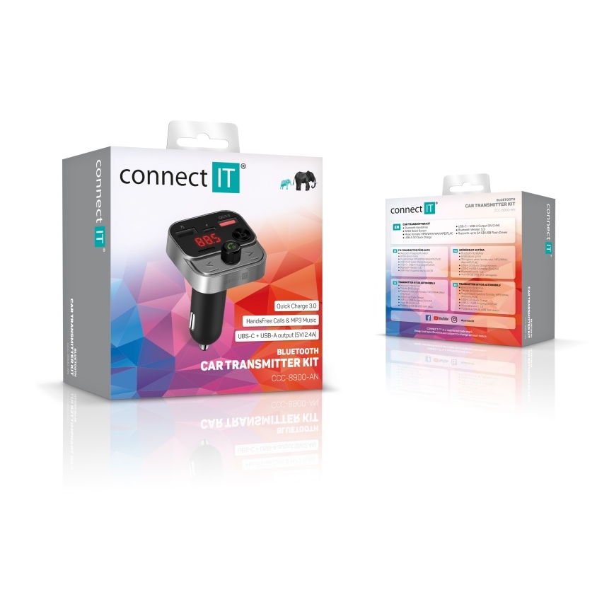CONNECT IT CCC-8900-AN - FM oddajnik za avto s prostoročno funkcijo črna/srebrna