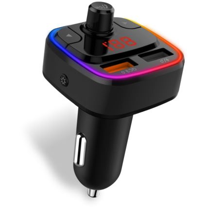 CONNECT IT CCC-9090-BK - LED RGB FM oddajnik za avto s prostoročno funkcijo črna