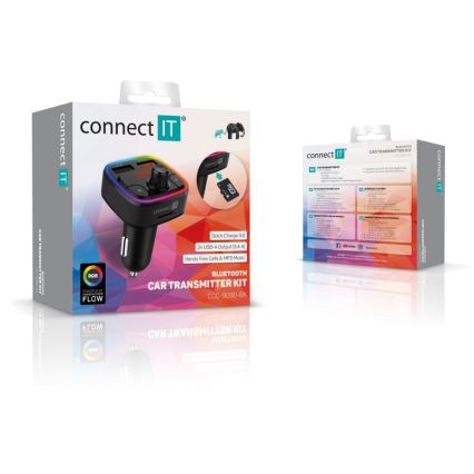 CONNECT IT CCC-9090-BK - LED RGB FM oddajnik za avto s prostoročno funkcijo črna