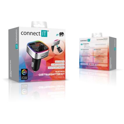 CONNECT IT CCC-9090-SL - LED RGB FM oddajnik za avto s prostoročno funkcijo črna/srebrna