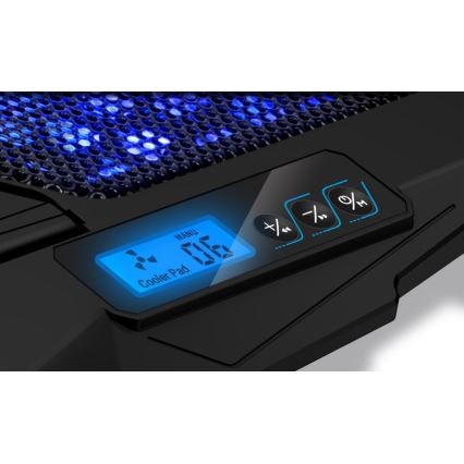 CONNECT IT CCP-2200-BK - Hladilna podloga za prenosnik 4x ventilator 2xUSB črna//modra