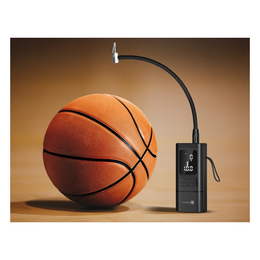 CONNECT IT CFF-4500-BK - Digitalni žepni kompresor AirFlow 80W/6000 mAh črn