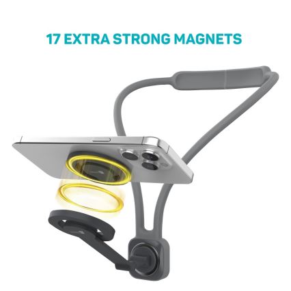 CONNECT IT CFF-6020-GY - Fleksibilen magnetni nosilec za telefon MagSafe za okoli vratu