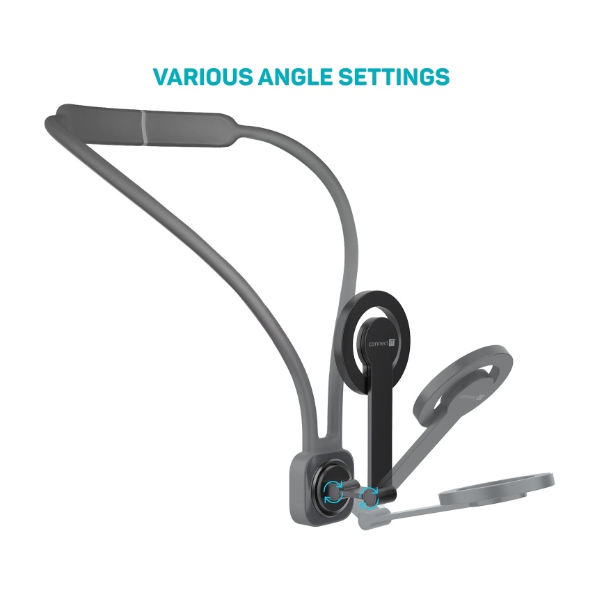 CONNECT IT CFF-6020-GY - Fleksibilen magnetni nosilec za telefon MagSafe za okoli vratu