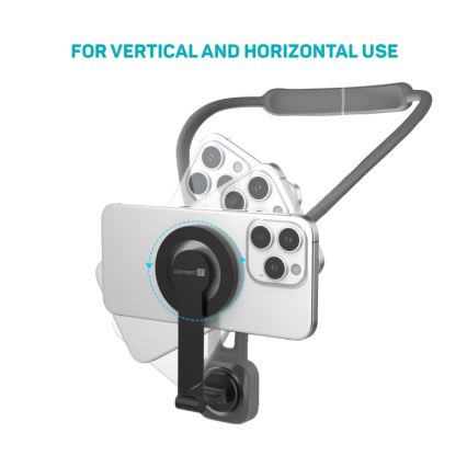 CONNECT IT CFF-6020-GY - Fleksibilen magnetni nosilec za telefon MagSafe za okoli vratu