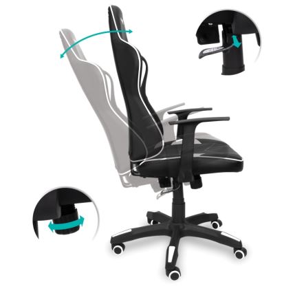 CONNECT IT CGC-0700-WH - Gaming stol LeMans Pro črna/bela