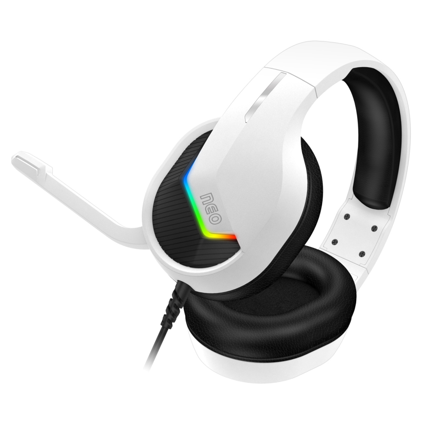 CONNECT IT CHP-3595-WH - LED RGB Žične gaming slušalke z mikrofonom bela/črna