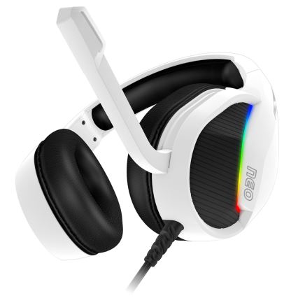 CONNECT IT CHP-3595-WH - LED RGB Žične gaming slušalke z mikrofonom bela/črna
