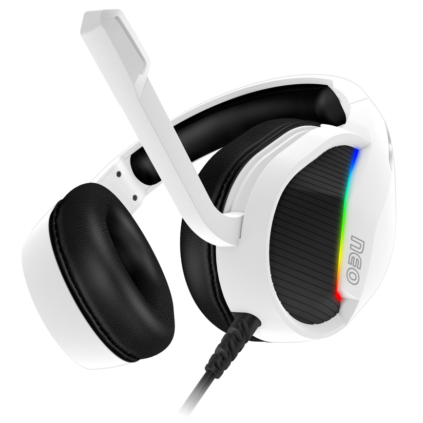 CONNECT IT CHP-3595-WH - LED RGB Žične gaming slušalke z mikrofonom bela/črna