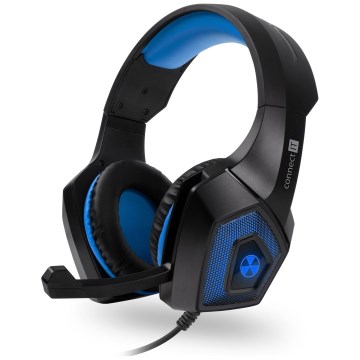 CONNECT IT CHP-5500-BL - LED Žične gaming slušalke z mikrofonom črna/modra