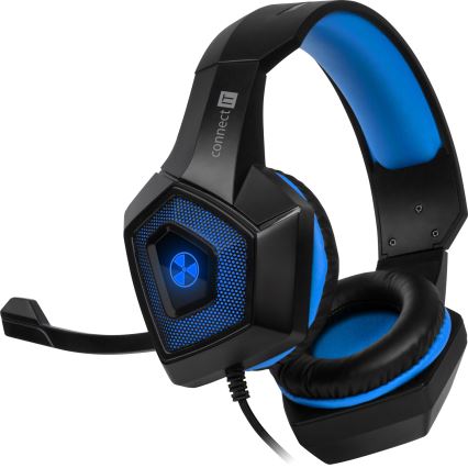 CONNECT IT CHP-5500-BL - LED Žične gaming slušalke z mikrofonom črna/modra