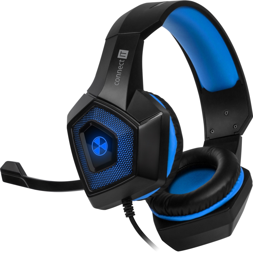 CONNECT IT CHP-5500-BL - LED Žične gaming slušalke z mikrofonom črna/modra