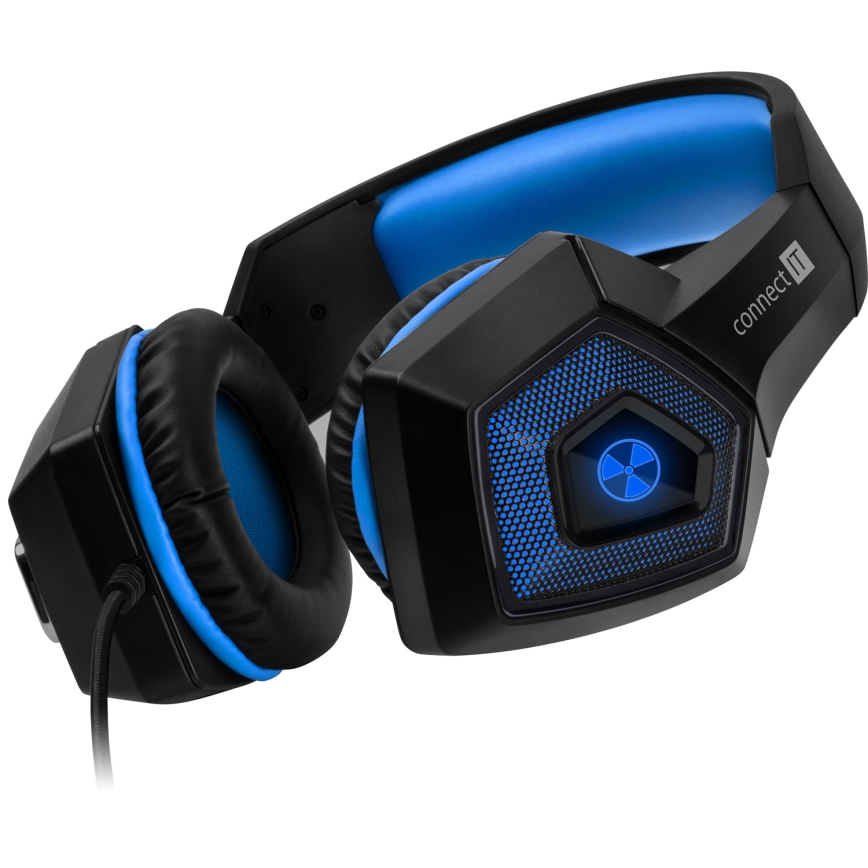 CONNECT IT CHP-5500-BL - LED Žične gaming slušalke z mikrofonom črna/modra