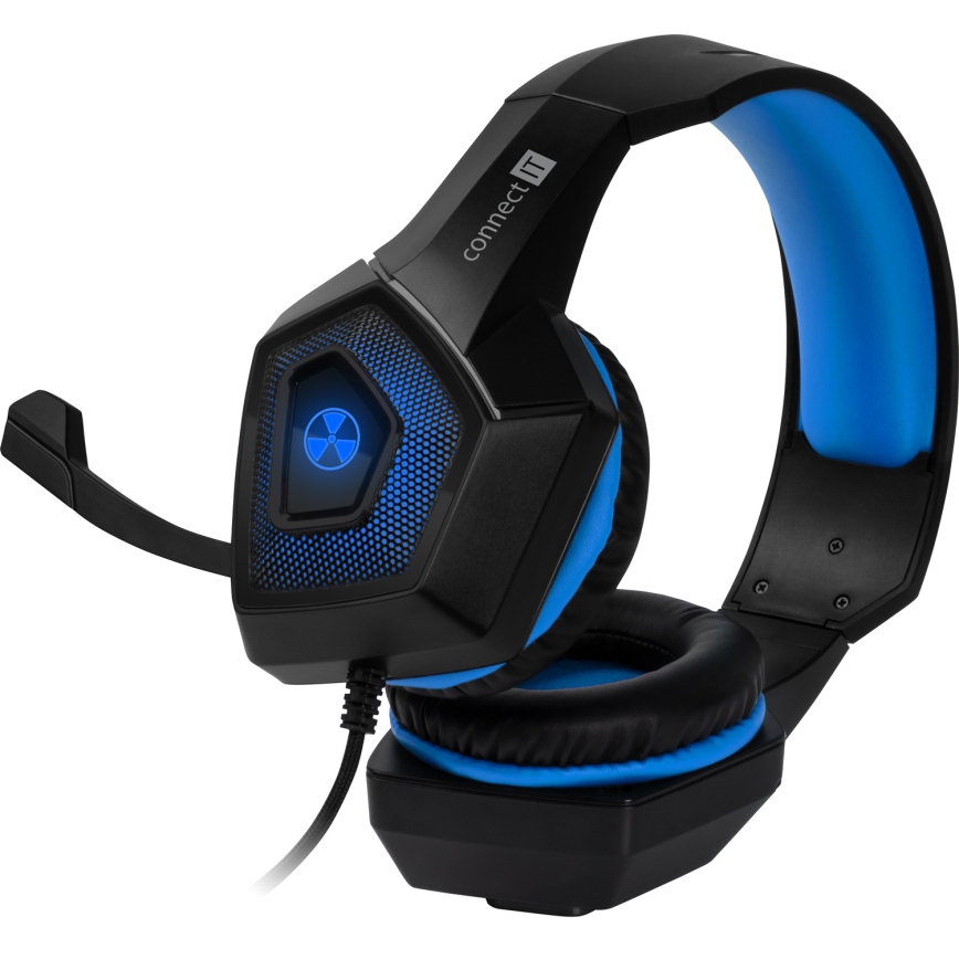 CONNECT IT CHP-5500-BL - LED Žične gaming slušalke z mikrofonom črna/modra