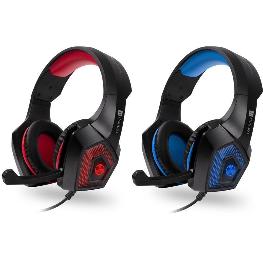 CONNECT IT CHP-5500-BL - LED Žične gaming slušalke z mikrofonom črna/modra