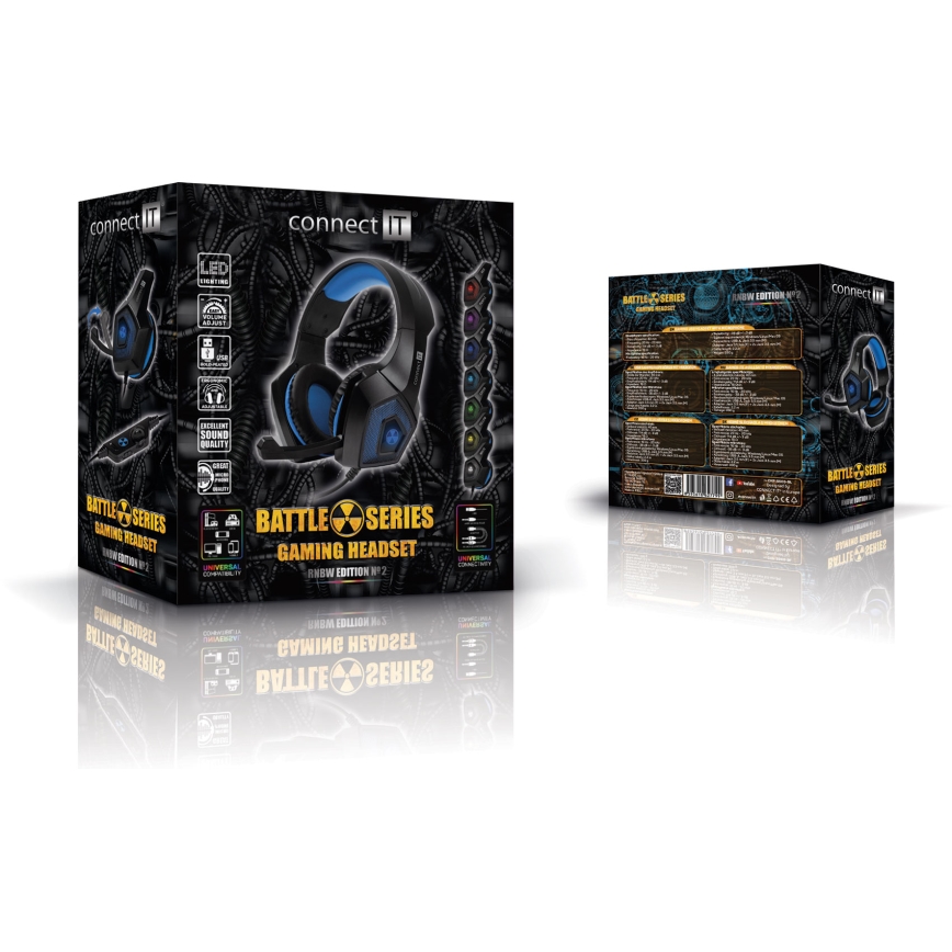 CONNECT IT CHP-5500-BL - LED Žične gaming slušalke z mikrofonom črna/modra