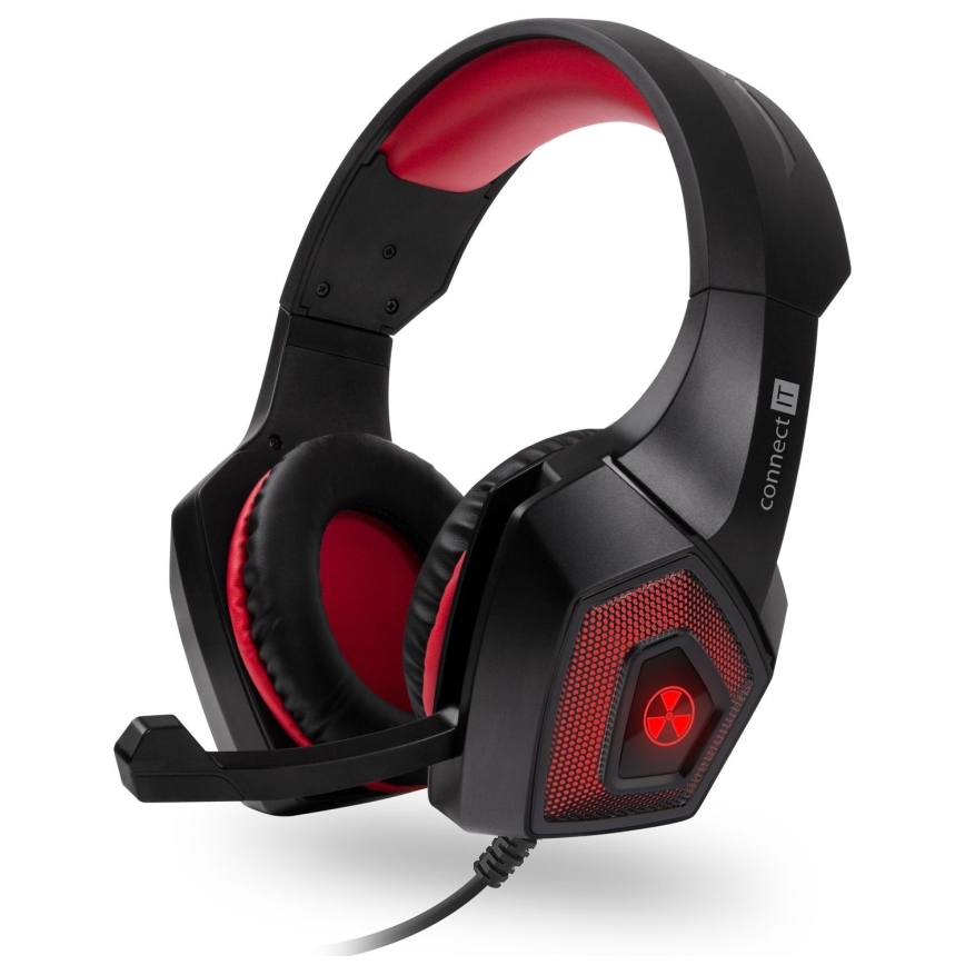 CONNECT IT CHP-5500-RD - LED Žične gaming slušalke z mikrofonom črna/rdeča