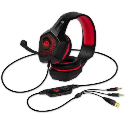 CONNECT IT CHP-5500-RD - LED Žične gaming slušalke z mikrofonom črna/rdeča