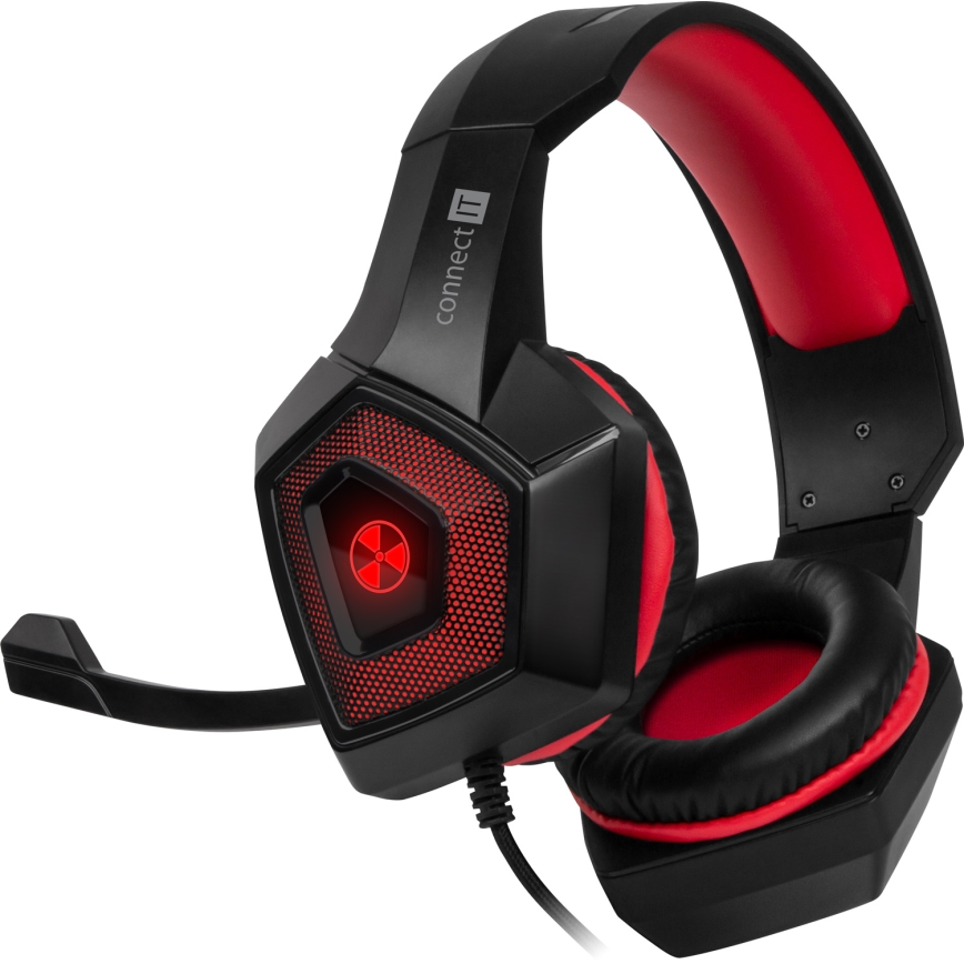 CONNECT IT CHP-5500-RD - LED Žične gaming slušalke z mikrofonom črna/rdeča