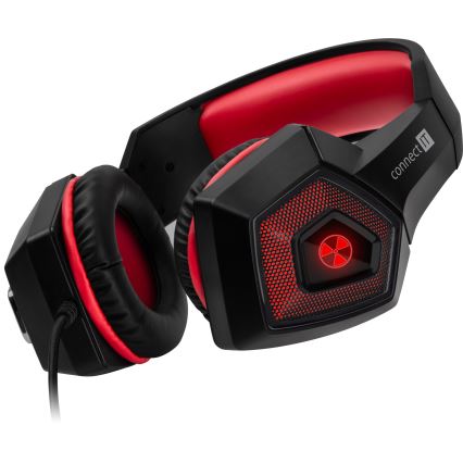 CONNECT IT CHP-5500-RD - LED Žične gaming slušalke z mikrofonom črna/rdeča