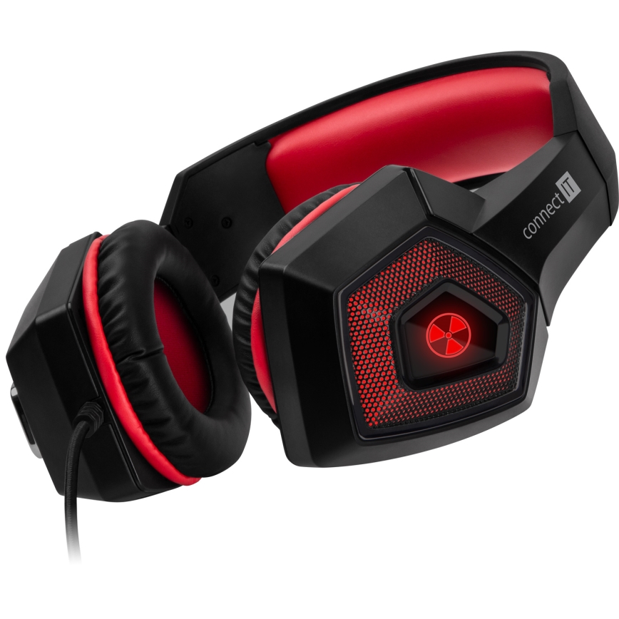 CONNECT IT CHP-5500-RD - LED Žične gaming slušalke z mikrofonom črna/rdeča