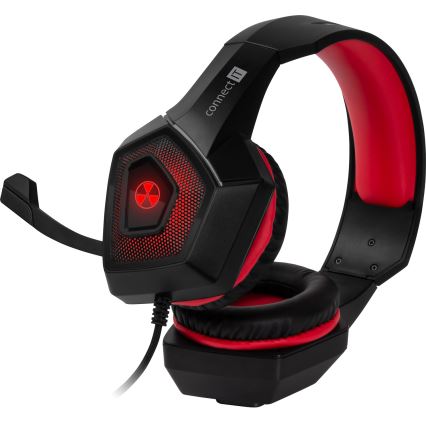 CONNECT IT CHP-5500-RD - LED Žične gaming slušalke z mikrofonom črna/rdeča