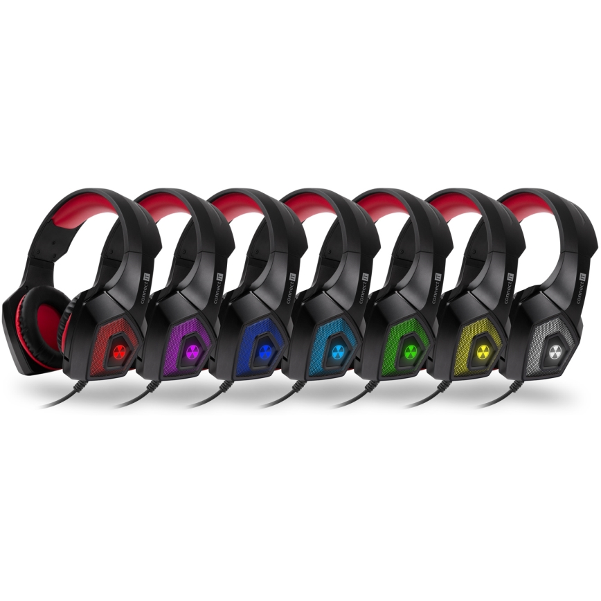 CONNECT IT CHP-5500-RD - LED Žične gaming slušalke z mikrofonom črna/rdeča