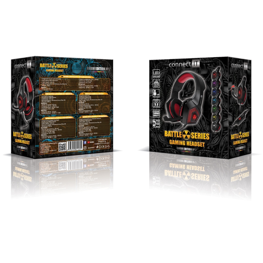 CONNECT IT CHP-5500-RD - LED Žične gaming slušalke z mikrofonom črna/rdeča