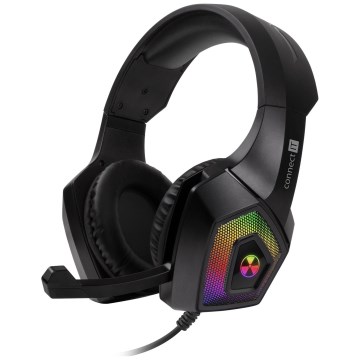 CONNECT IT CHP-5600-BK - LED RGB Žične gaming slušalke z mikrofonom črna