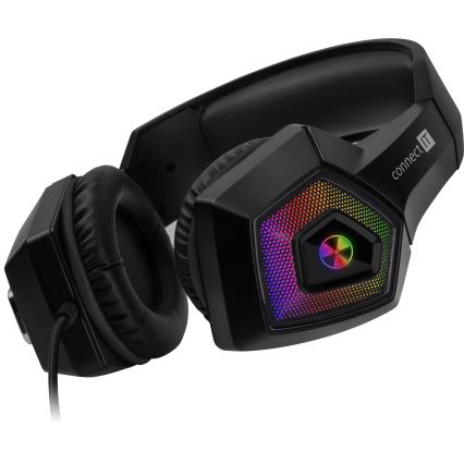 CONNECT IT CHP-5600-BK - LED RGB Žične gaming slušalke z mikrofonom črna
