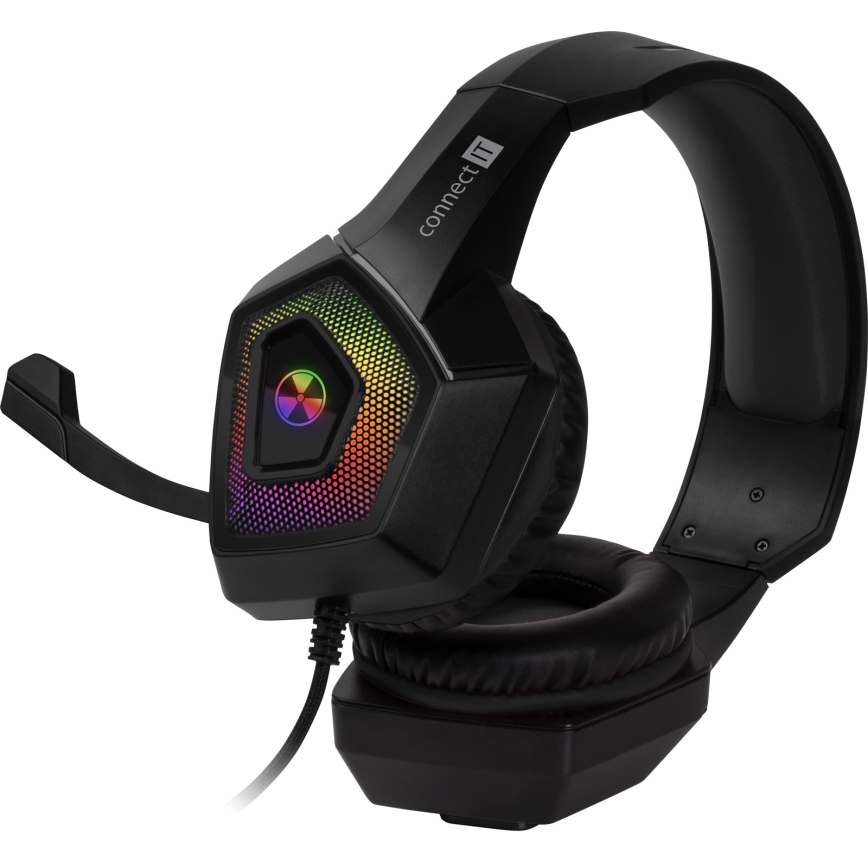 CONNECT IT CHP-5600-BK - LED RGB Žične gaming slušalke z mikrofonom črna