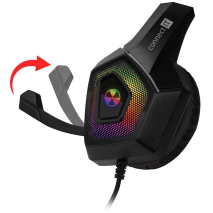 CONNECT IT CHP-5600-BK - LED RGB Žične gaming slušalke z mikrofonom črna