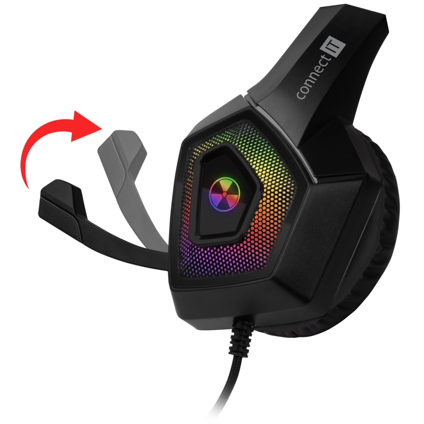 CONNECT IT CHP-5600-BK - LED RGB Žične gaming slušalke z mikrofonom črna