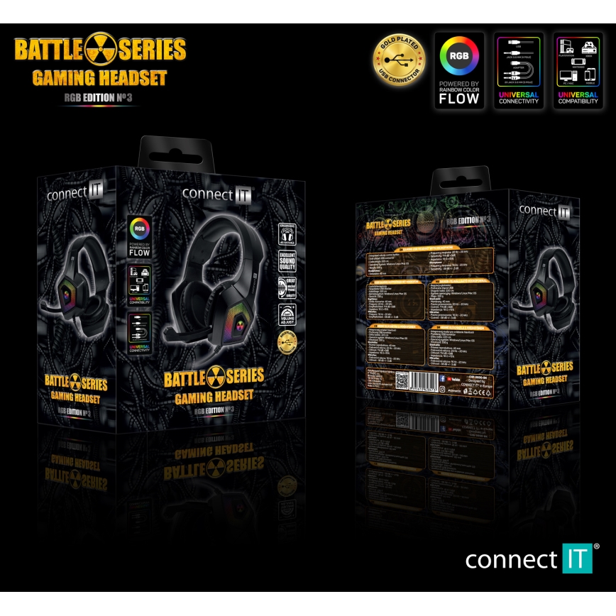 CONNECT IT CHP-5600-BK - LED RGB Žične gaming slušalke z mikrofonom črna