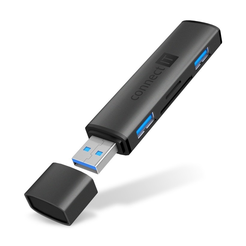 CONNECT IT CHU-4060-AN - USB-A vozlišče s bralnikom pomnilniških kartic 4v1